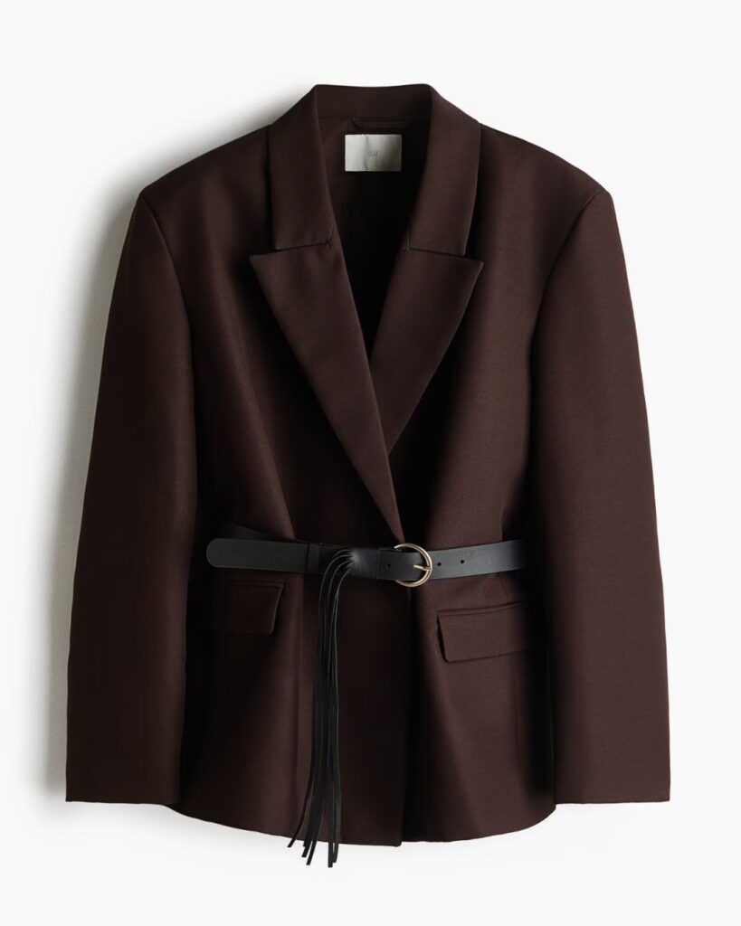 Bordowa marynarka z poduszkami H&M, cena 319,99 zł