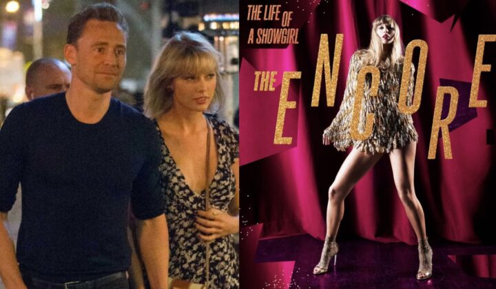 Taylor Swift i Tom Hiddleston, okładka "The Life of a Showgirl: The Encore"