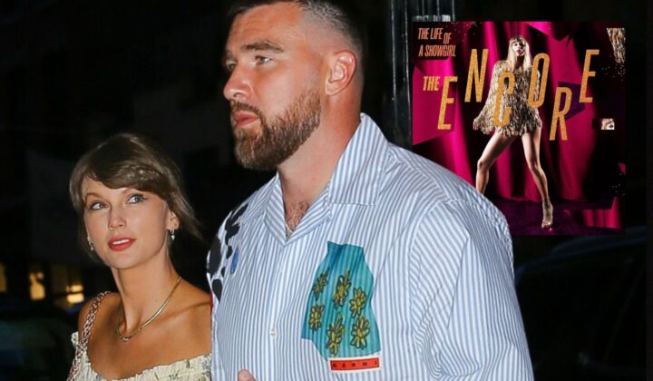 Taylor Swift i Travis Kelce, okładka "The Life of a Showgirl: The Encore"