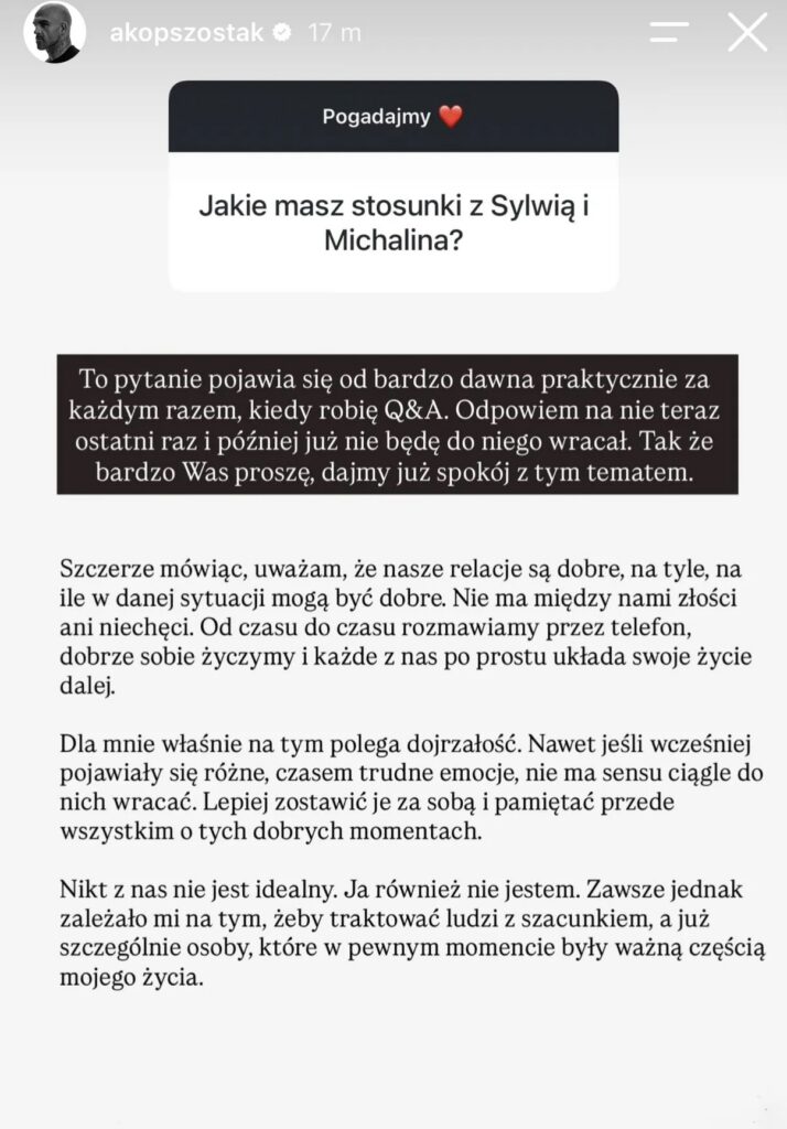 Akop Szostak o relacjach z byłymi dziewczynami