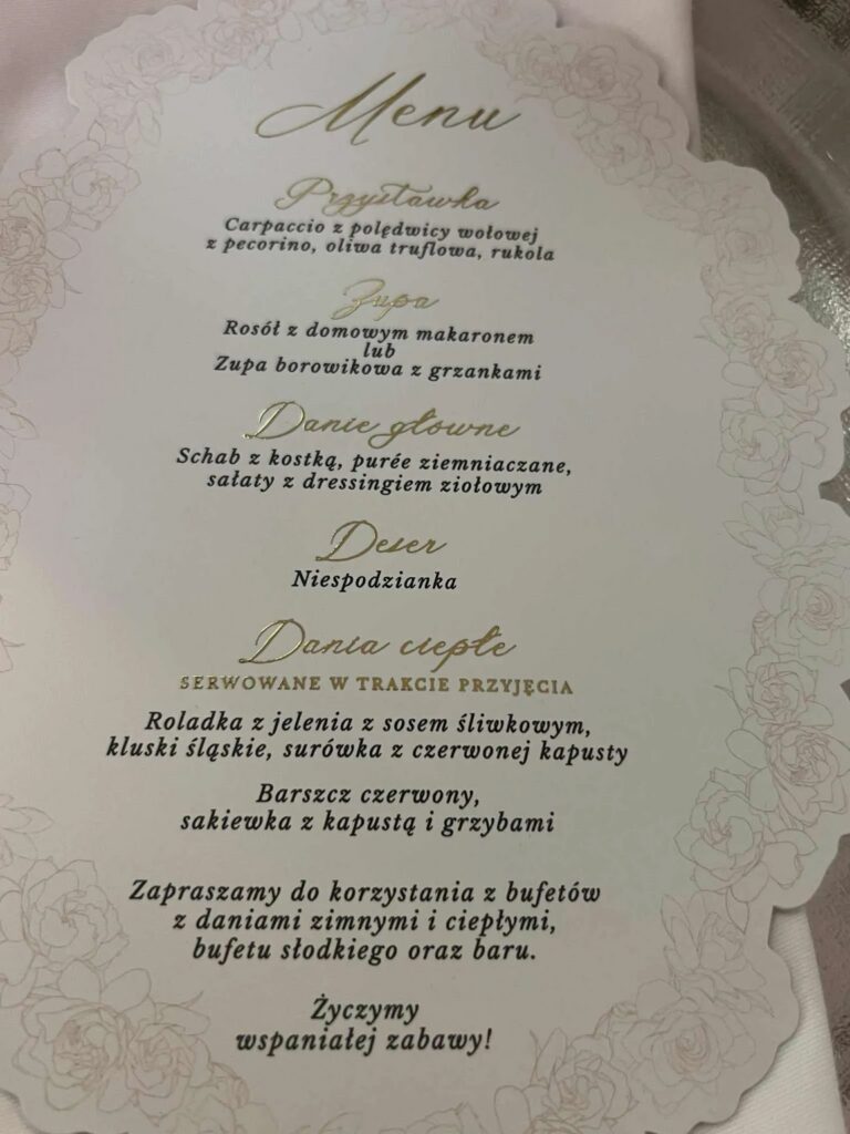 Menu na weselu Kasi Cichopek i Macieja Kurzajewskiego