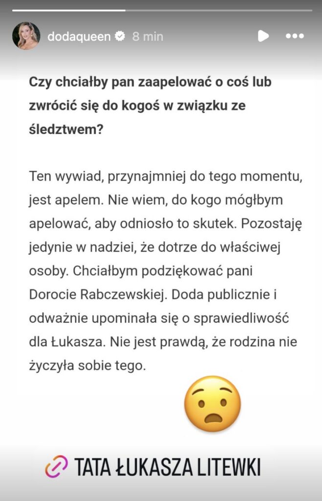 Doda reaguje na wywiad z ojcem Łukasza Litewki