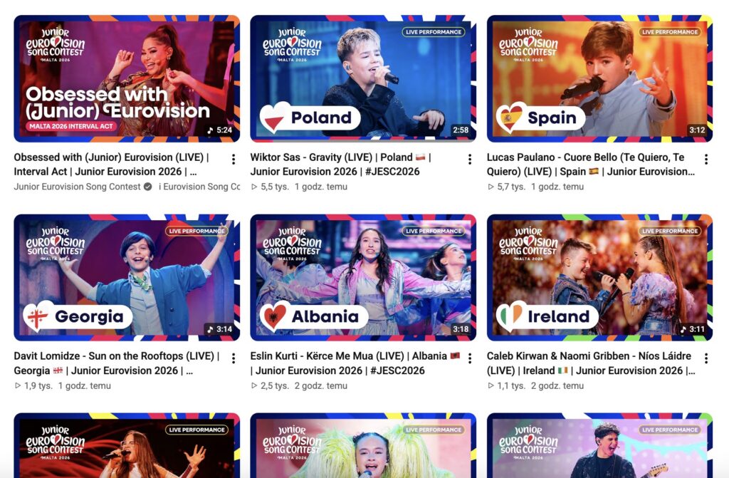 Screen z oficjalnego kanału Eurowizji Junior na YouTube