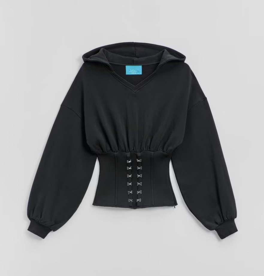 Bluza z kolekcji Lila x HOUSE z gorsetem, grafitowa, 219,99 PLN