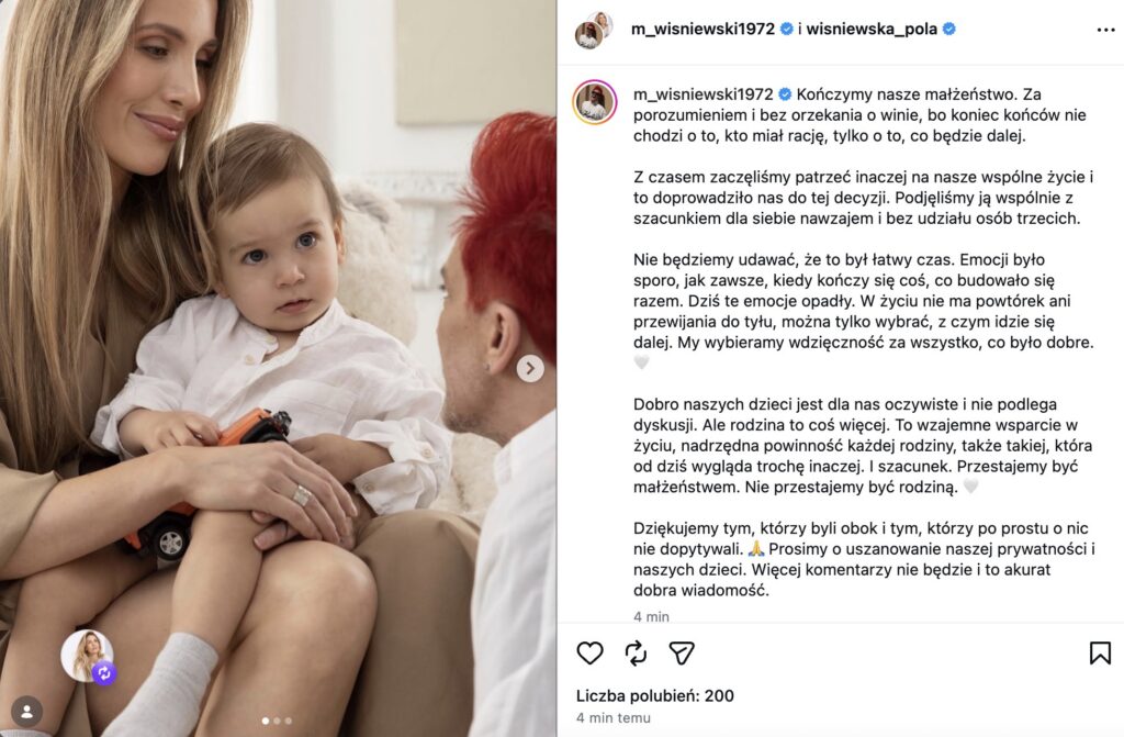 Michał Wiśniewski z Polą i synem Falco. Tym zdjęciem ogłosili zakończenie sprawy rozwodowej