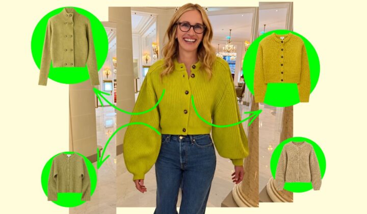 Julia Roberts w limonkowym swetrze